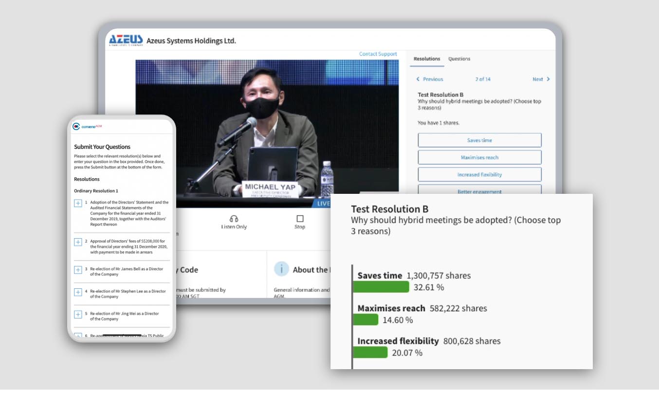 ConveneAGM's live Q&A feature across all multiple platforms