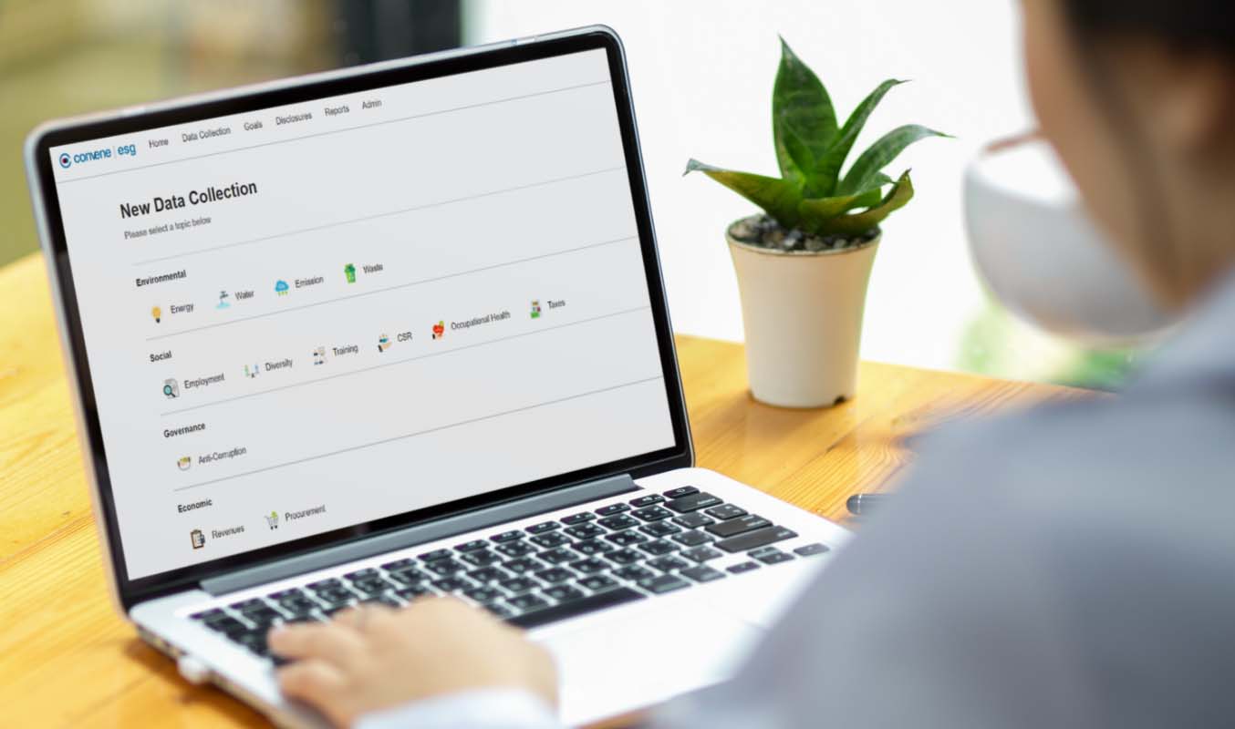 Data collection interface of Convene ESG, a digital ESG software
